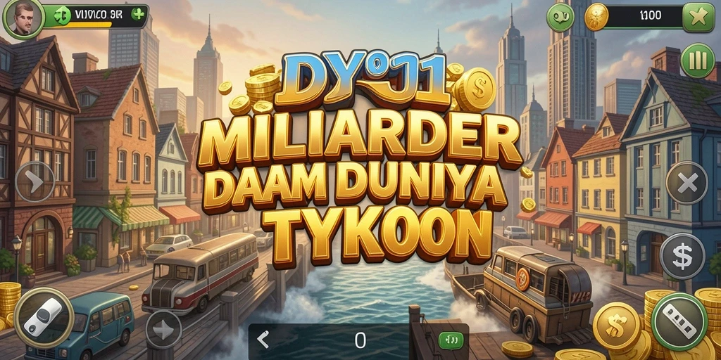 Tampilan seru dari gameplay DY01 dengan berbagai jenis bisnis.