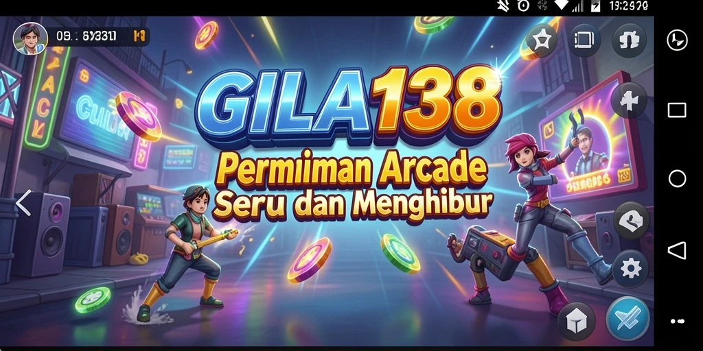 Screenshot GILA138 menunjukkan gameplay Arcade yang menegangkan dan penuh warna.
