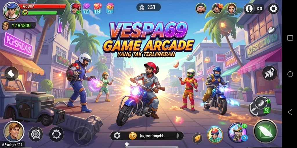 Tangkapan layar VESPA69 menampilkan aksi menarik dalam permainan Arcade.